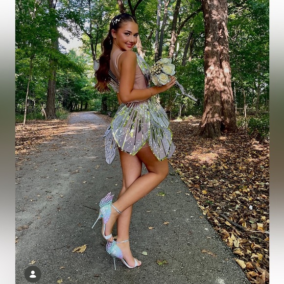 Sheer Nude and Silver Mirrored Cocktail Dress prom dress - Picture 10 of 17